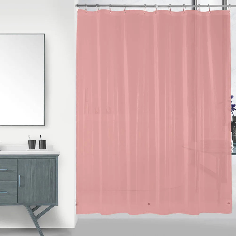 Clear Shower Curtain Waterproof White Plastic Bath Curtains Liner Transparent / Pink Bathroom Mildew PEVA Home Luxury with Hooks