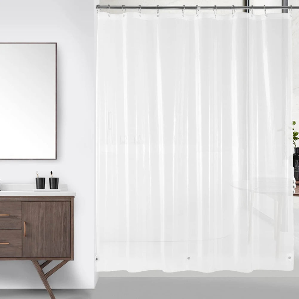 Clear Shower Curtain Waterproof White Plastic Bath Curtains Liner Transparent / Pink Bathroom Mildew PEVA Home Luxury with Hooks
