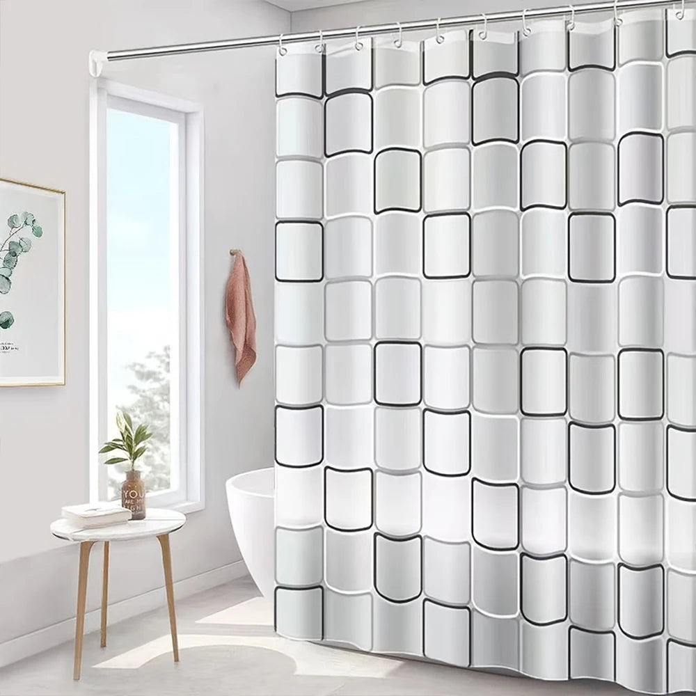 Clear Shower Curtain Waterproof White Plastic Bath Curtains Liner Transparent / Pink Bathroom Mildew PEVA Home Luxury with Hooks